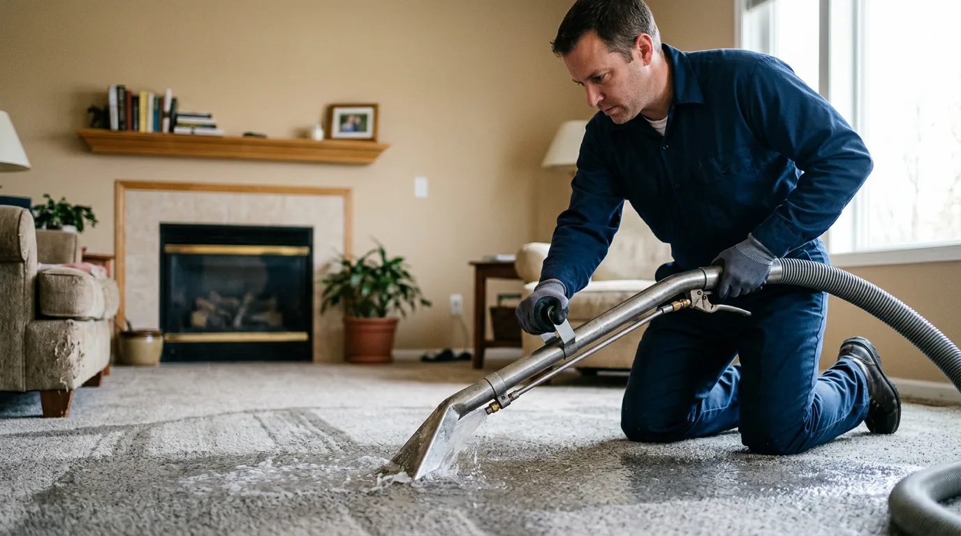 Water damage restoration technician working near Oak Lawn, IL